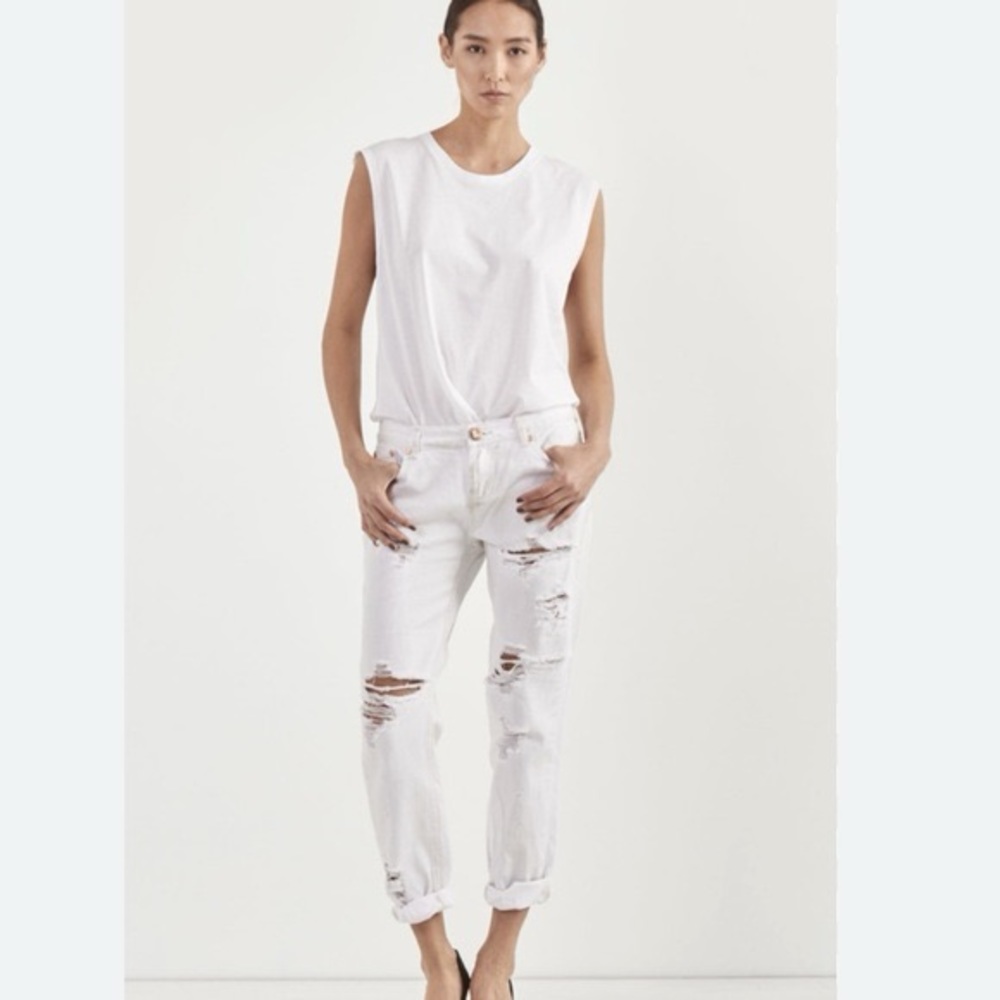 One Teaspoon Awesome Baggies Destroyed Jeans - White